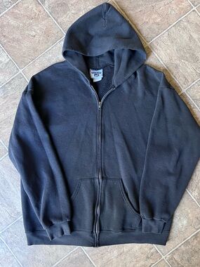 Vintage 90s Lee Heavyweight Black Hooded Zip Sweatshirt